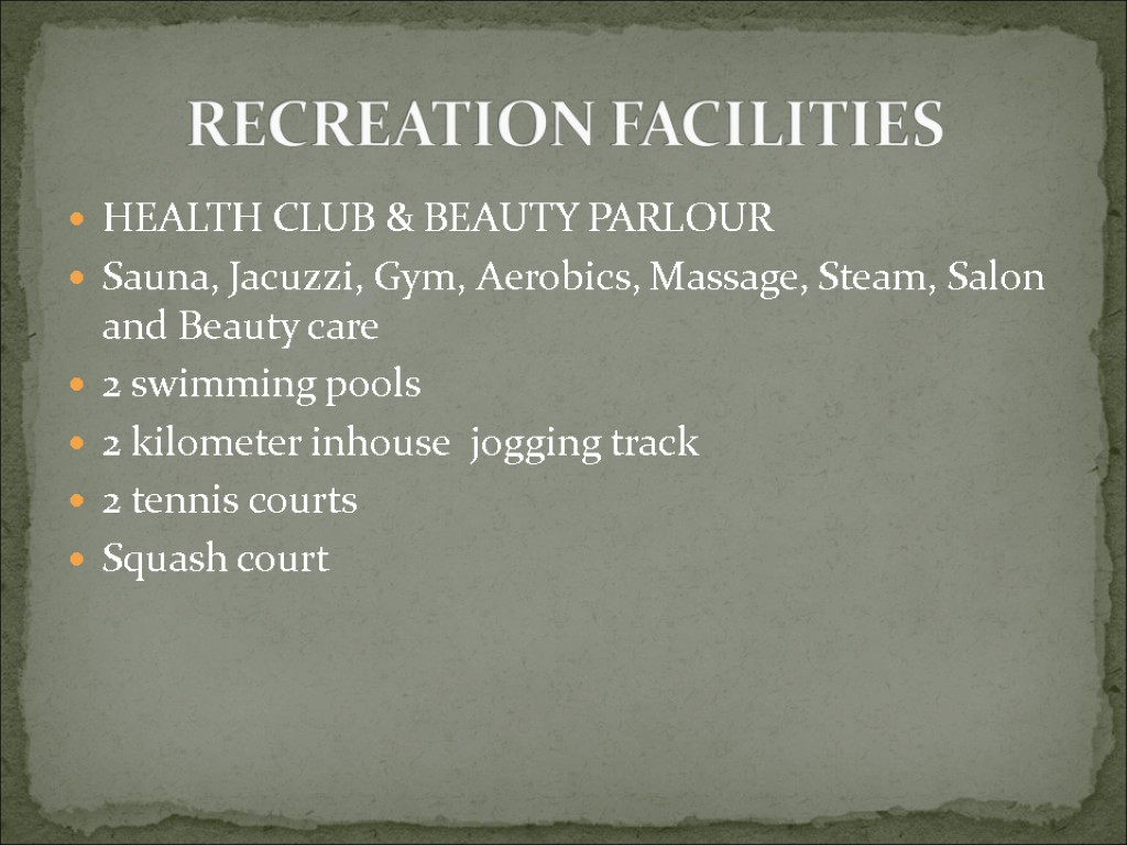 HEALTH CLUB & BEAUTY PARLOUR Sauna, Jacuzzi, Gym, Aerobics, Massage, Steam, Salon and Beauty